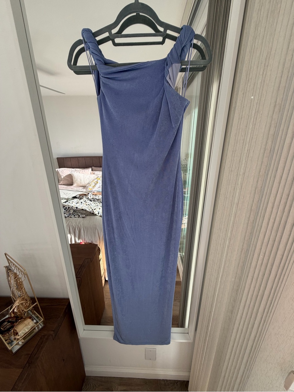 Sleeveless Blue Maxi Dress with Braided Straps